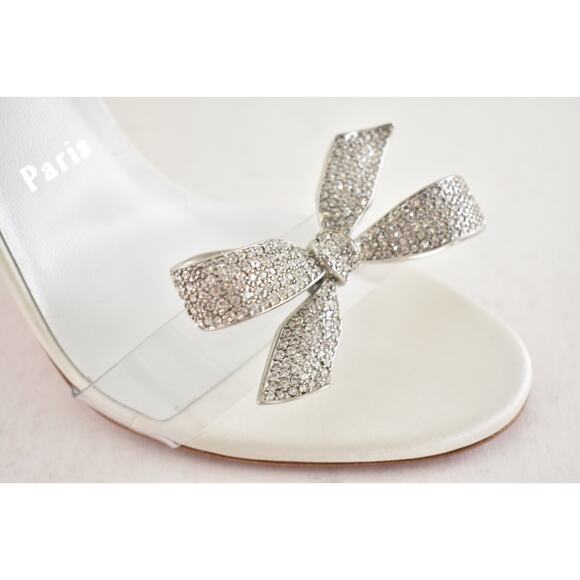 Christian Louboutin Astrinodo 100 Ivory PVC Bow Lace Up Tie Sandal Heel Pump 37 - Picture 13 of 16